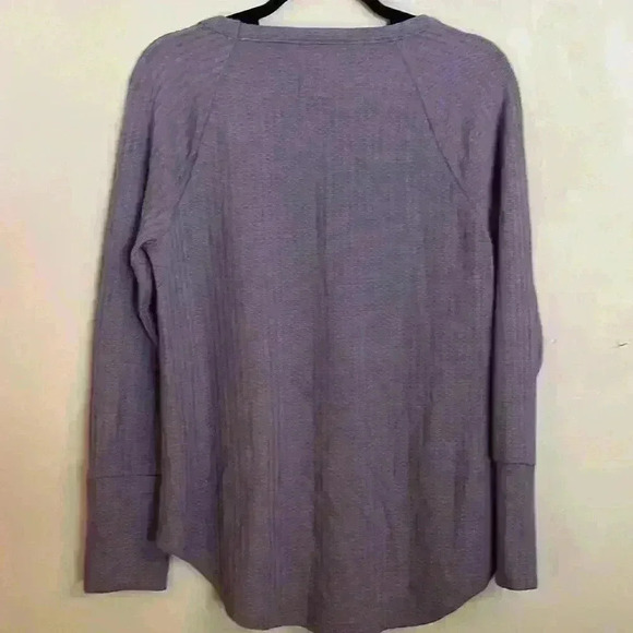 Chaser Womens Purple Waffle Thermal Knit Shirt Long Sleeve Size L Button Detail - Picture 4 of 6
